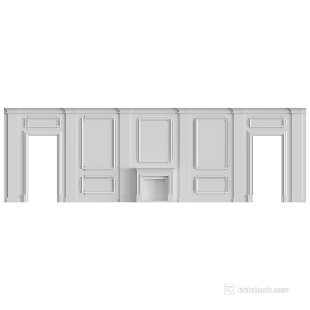 Elegant White Wall Paneling With Ornate Decorative Panels And Central Niche 3d model