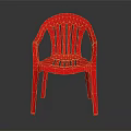 Durable Red Plastic Chair With Armrests And Slatted Back Design