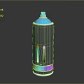 Modern Spray Can With Blue Nozzle Gray Body Transparent Strips And Colorful Base