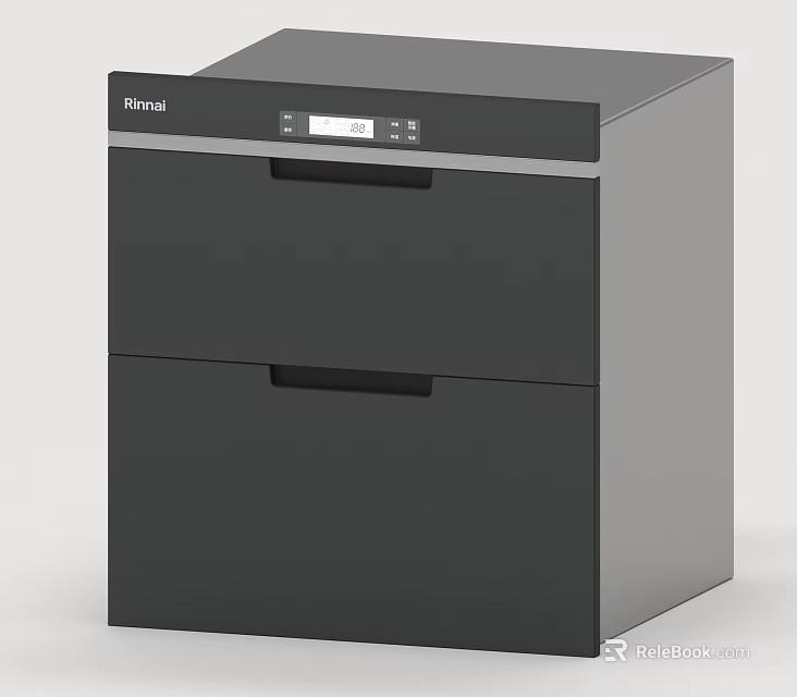 Sleek Rinnai Black Modern Kitchen Appliance With Double Drawer Design 3d model 