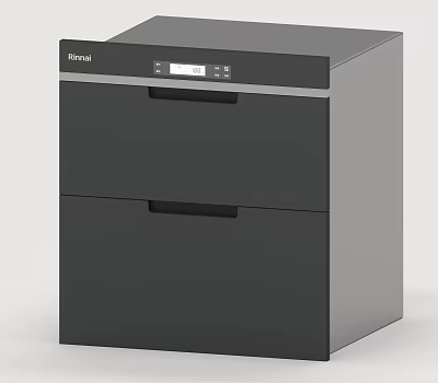 Sleek Rinnai Black Modern Kitchen Appliance With Double Drawer Design 3d model
