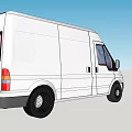 White Cargo Van Side View With Black Wheels And Side Window Details