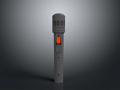 Household Microphone For Daily Use With Gray Body And Red Button 3d model