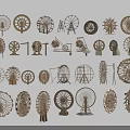 Various Wooden and Metal Garden Ornaments Including Windmill and Waterwheel Decorative Pieces