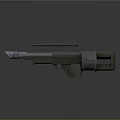 Futuristic Sci Fi Weapon With Metallic Barrel Grip Hole Pattern And Blue Accent