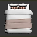 Modern Black Metal Four Poster Bed With White Sheets Pink Blanket And Striped Pillows