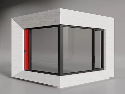 Casement Window in White Modern Building with Red Door and Large Glass Panes 3d model Casement Window in White Modern Building with Red Door and Large Glass Panes 3d model