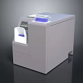 Modern Design Gray Computer Printer With Blue Control Panel And Paper Output Tray