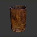 Vintage Rusted Metal Barrel With Orange Brown Patina And Smooth Surface