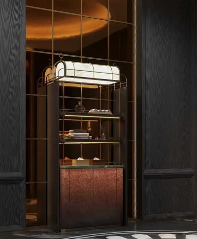 Modern Display Cabinet With Layered Shelves And Ambient Lighting For Home Decor Items 3d model