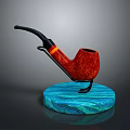 Elegant Red Smoking Pipe with Black Stem on Blue Textured Base for Daily Use