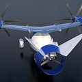 Flying Car With Futuristic Sleek Design Blue Propellers And White Body In Sky