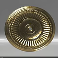 Golden Decorative Ceiling Light Plate with Intricate Carved Patterns Central Hole and Elegant Design