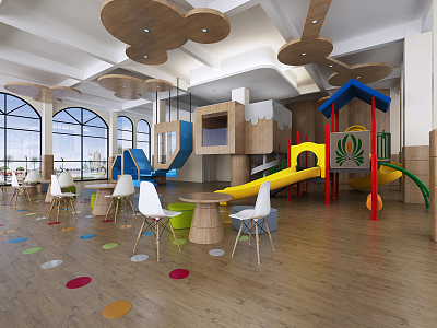 Modern Kindergarten Activity Area 3d model