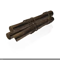 Bundled Natural Wooden Logs Tied With Thick Rope Stacked Together