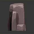 Low Poly Pink Rock Landscape with Three Main Blocks Green Details and Gray Background Reflection 3d model