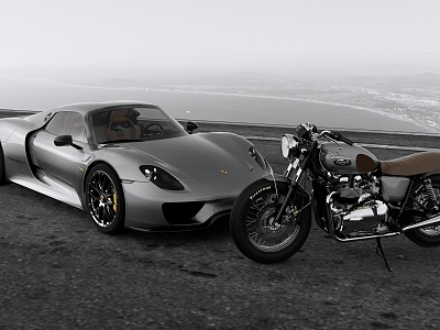 Porsche 918 Motorcycle Triumph Bonneville model