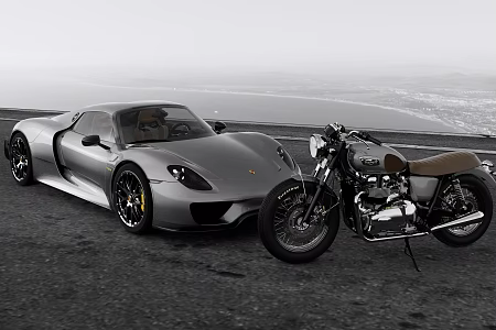 Porsche 918 Motorcycle Triumph Bonneville 3d model