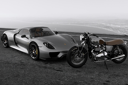 Porsche 918 Motorcycle Triumph Bonneville 3d model