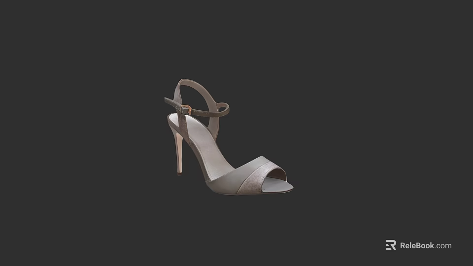 Light Gray High Heel Sandals With Ankle Strap Open Toe Elegant Design 3d model