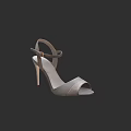 Light Gray High Heel Sandals With Ankle Strap Open Toe Elegant Design 3d model