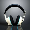 White And Black Computer Headphones With Blue Accents For Comfortable PC Gaming Use