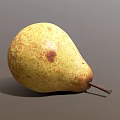 Ripe Yellow Pear With Brown Spots And Stem On Brown Background 3d model