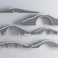Various Designed Landscape Bridges With Arched Structures Stone Like Appearance And Railing Details