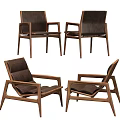 Modern Leisure Chair With Wooden Frame Dark Cushion Armrest Design For Living Room