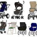 Various Baby Strollers In Different Colors With High Chair And Infant Seats