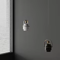 Modern Pendant Lights Hanging On Gray Wall With Window Blinds Interior Design 3d model
