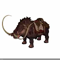 Mythical Creature Model With Long Tusk Mane And Textured Saddle Like Body