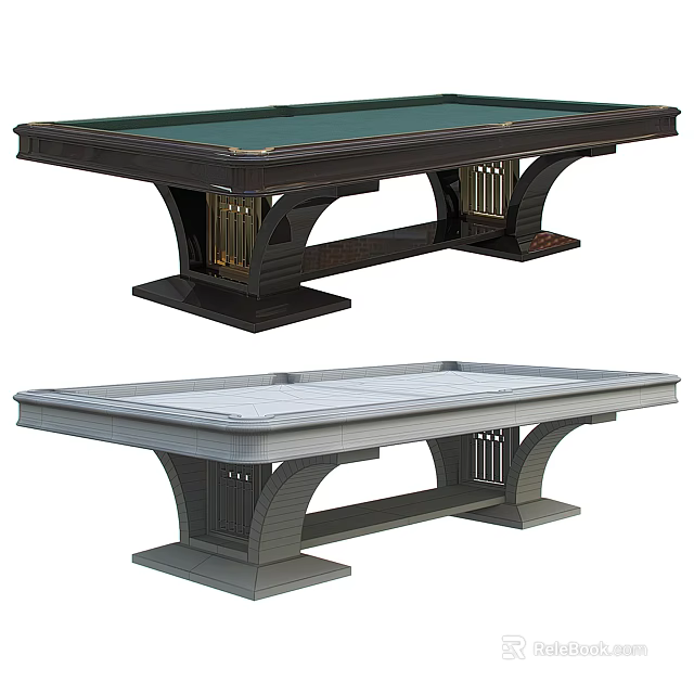 Modern Billiard Tables In Dark And Light Colors With Stylish Bases For Sports Equipment 3d model 
