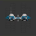 Lego Style Space Station Model With Solar Panels White Blue Modules And Yellow Details