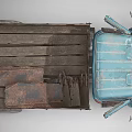 Vintage Blue Truck With Wooden Cargo Bed And Worn Out Exterior