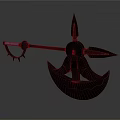 3D Rendered Fantasy Battle Axe With Blue Glowing Handle And Spiked Head