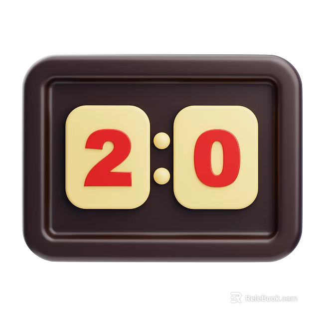 Decorative Number Ornament Set With Red Digits Yellow Panels And Brown Frame 3d model
