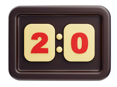 Decorative Number Ornament Set With Red Digits Yellow Panels And Brown Frame 3d model