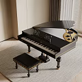Elegant Black Grand Piano With Stool In Modern Living Room Decor