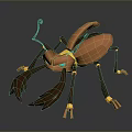 3D Copper Colored Beetle Model With Glowing Blue Eyes And Yellow Joints