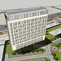 Modern Office Building With Light Colored Exterior And Multiple Windows 3d model