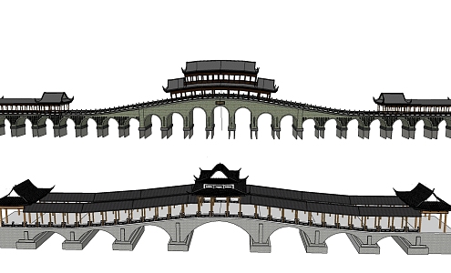 Chinese Bridge Covered Bridge 3d model