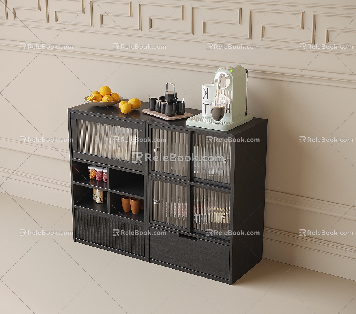 French Low Sideboard Food Cabinet Cupboard 3d model