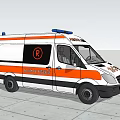 White and Orange Striped Ambulance Emergency Medical Response Vehicle With Modern Design and Emergency Lights