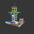 Modern Watchtower Structure With Platform Staircase Sandbag Wall And Wooden Crates
