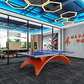 Modern Billiard Interior With Pool Table TV Bench And Balls Decor 3d model