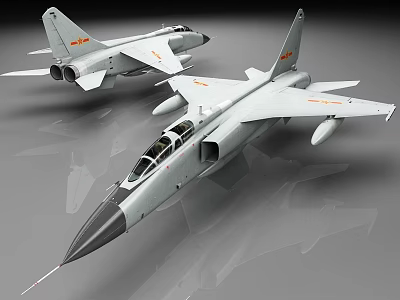 Detailed Fighter Jet Models With Gray Bodies And Red Markings On 3d model