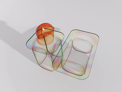 Modern Transparent Side Table With Iridescent Acrylic And Minimalist Geometric Design 3d model