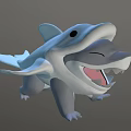 Cartoon Shark Game Character 3D Model With Open Mouth And Legs