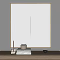 Wall Art With White Frame Golden Border And Symmetric Semicircle Patterns On Tabletop